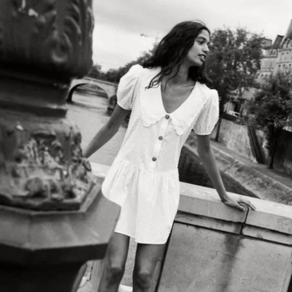 Zara White Buttoned Mini Dress - Picture 3 of 15